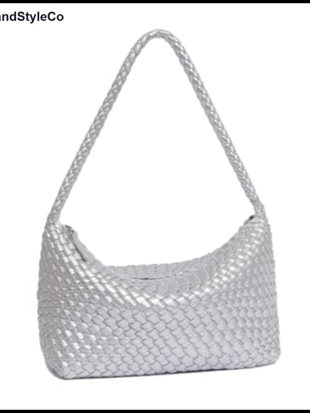 Faux Leather Woven Hobo Shoulder Bag Zipper Purse with Lining